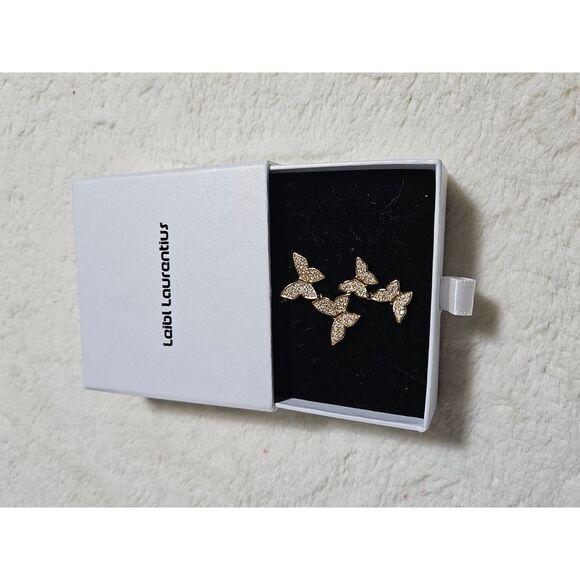 LEIBL LAURENTIUS WOMENS BUTTERFLY‎ Trio NECKLACE WITH RHINESTONES - Picture 1 of 3